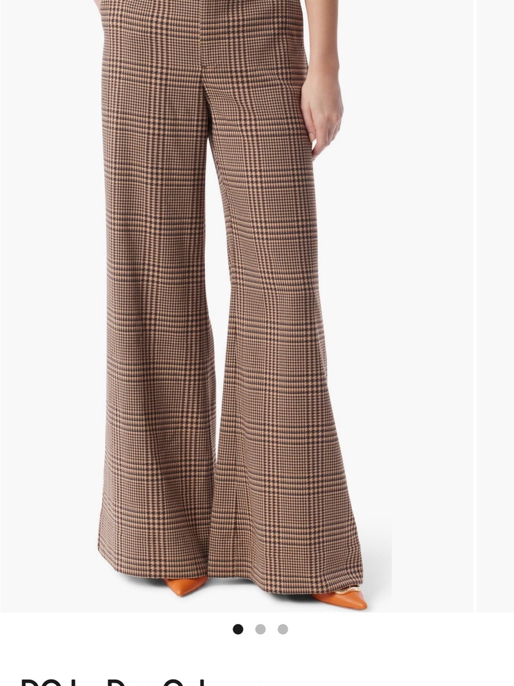 Wide-Leg High-Waist Plaid Pants in Brown